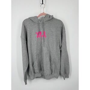 NWT XPLR Graphic Hoodie Women's Large Gray Fleece Logo Long Sleeve Casual Preppy
